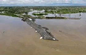 Así están las obras en el punto 'Caregato' en La Mojana