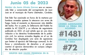 Néider Alzate Correa, asesinado en el corregimiento de Juan José, Puerto Libertador