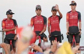 Egan Bernal durante la presentación del Ineos Grenadiers.
