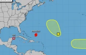 Círculo rojo que indica 'Ten' es donde se formó la nueva depresión tropical. 