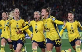La celebración de las jugadoras de Suecia.
