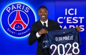 Ousmane Dembelé en su presentación como nuevo jugador del PSG.