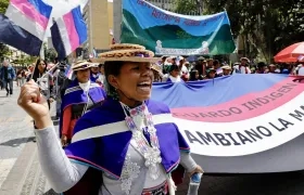 Manifestantes en Bogotá.