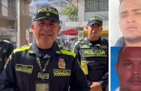 Coronel de la Policía de Santa Marta, Yasid Montaño, y los delincuentes en fuga.