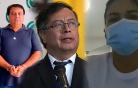 El narco Juan Carlos López, Gustavo Petro y Sandra Navarro.