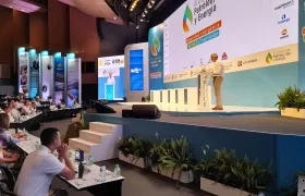 Ministro de Defensa, Iván Márquez, durante su intervención en Cartagena en la cumbre de petróleo y gas.
