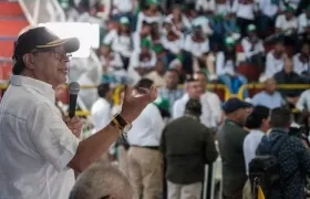El Presidente Gustavo Petro, durante su intervención en Tumaco.