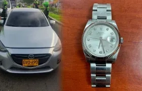 El vehículo donde se movilizaban los sospechosos con el Rolex robado