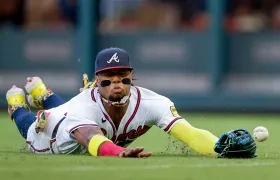 El venezolano Ronald Acuña Jr., jardinero de los Bravos de Atlanta, uno de los ganadores en la Liga Nacional. 