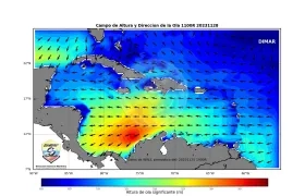 Campo de altura y dirección de las olas presentado por la Dimar.