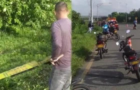 Lugar donde fue hallado el motociclista muerto.