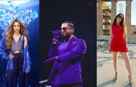 Los cantantes Shakira, Maluma y Rosalía.