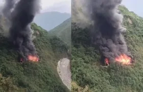 El incendio en el túnel en la vía al llano. 