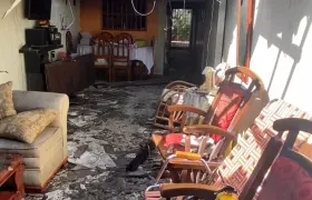 Así quedó la vivienda tras el incendio. 