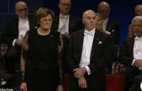 Los cientíticos Katalin Karikó y Drew Weissman, Premio Nobel de Medicina 2023, este domingo en Oslo