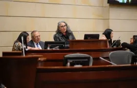 El presidente del Senado, Iván Name, y la vicepresidenta, María José Pizarro