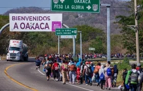 Caravana de migrantes en México.