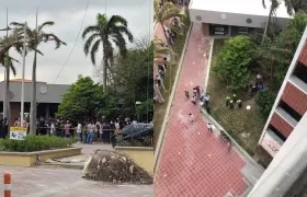 Lugar donde cayó la mujer al vacío. 