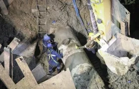 El tubo averiado tras ser sellado