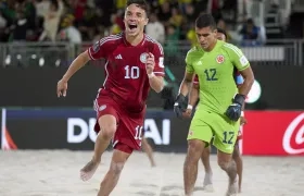 Juan Ossa celebra tras marcar el segundo gol de Colombia ante Senegal. 