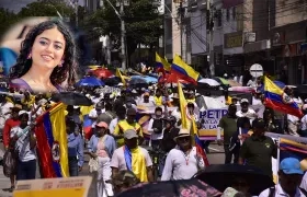 Sofía Petro e imagen de la marcha en Barranquilla.
