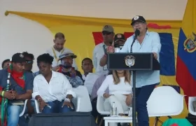 El presidente Petro este viernes ante la minga indígena en Cali