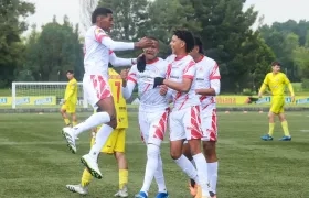 Celebración de uno de los goles de la selección Atlántico Sub-15.