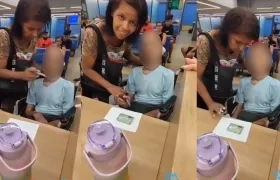 La mujer con su tío muerto en la sucursal bancaria. 