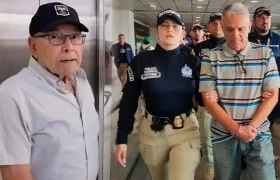 Martín Mestre, el papá de Nancy, y Jaime Saade cuando fue traído a Barranquilla este jueves