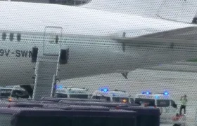 Imagen de la aeronave tras el aterrizaje.