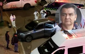 Autoridades inspeccionando el vehículo donde fue asesinado el Director de la Cárcel La Modelo. 