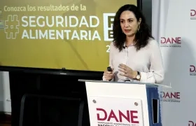 Piedad Urdinola, directora del Dane, en un conversatorio hoy viernes