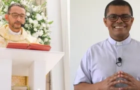 Los obispos Dimas Antonio Acuña Jiménez y Edgar Jesús Mejía Orozco.