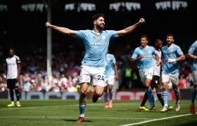 El croata Josko Gvardiol celebra su segundo gol contra el Fulham. 
