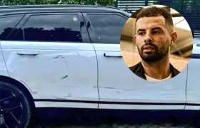 La camioneta y el jugador Edwin Cardona.