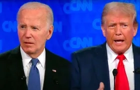Joe Biden y Donald Trump en el debate presidencial. 