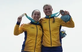 Mariana Pajón y Gabriela Bolle, representantes de Colombia en el BMX de los Juegos Olímpicos de París.