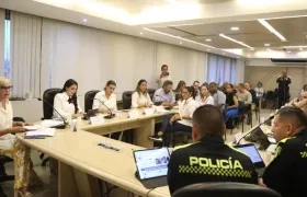 La Gobernadora del Valle, Dilian Francisca Toro, en un consejo de seguridad