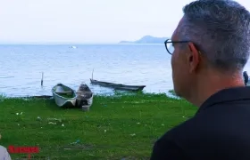 El periodista Jorge Cura en el embalse del Guájaro