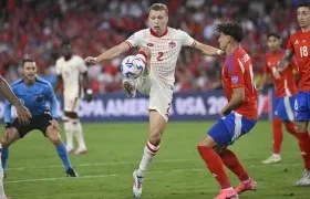 Wílmar Roldán en plena acción durante el partido entre Canadá y Chile. 