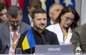 El presidente de Ucrania, Volodimir Zelensky, en la Conferencia de Paz en Suecia.