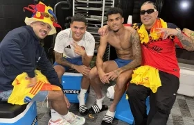 Ryan Castro al lado de Luis Díaz, Juan Fernando Quintero y Feid. 