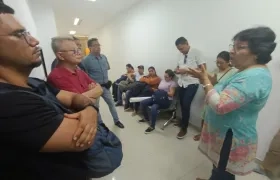 Protesta de docentes en la Secretaría de Educación.