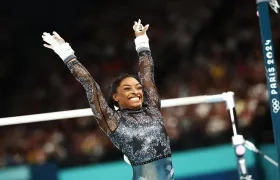 Simone Biles luego de su actuación.