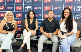 Angie Ramírez, Angie Urrea, Sergio Castellar y Valery Ayala, integrantes de 'Los Chimosos del Deporte'.