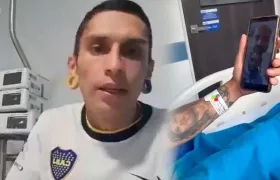 El joven Javier Acosta y la videollamada con Falcao.