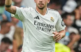 Federico Valverde celebrando su gol.