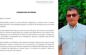 Imagen de comunicado de prensa y esmeraldero asesinado.