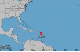 Lugar donde se encuentra en la mañana de este martes la tormenta tropical Ernesto. 