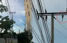 Cañuela afectada desde la noche anterior en la Urbanización Ciudad del Puerto, en Soledad. 